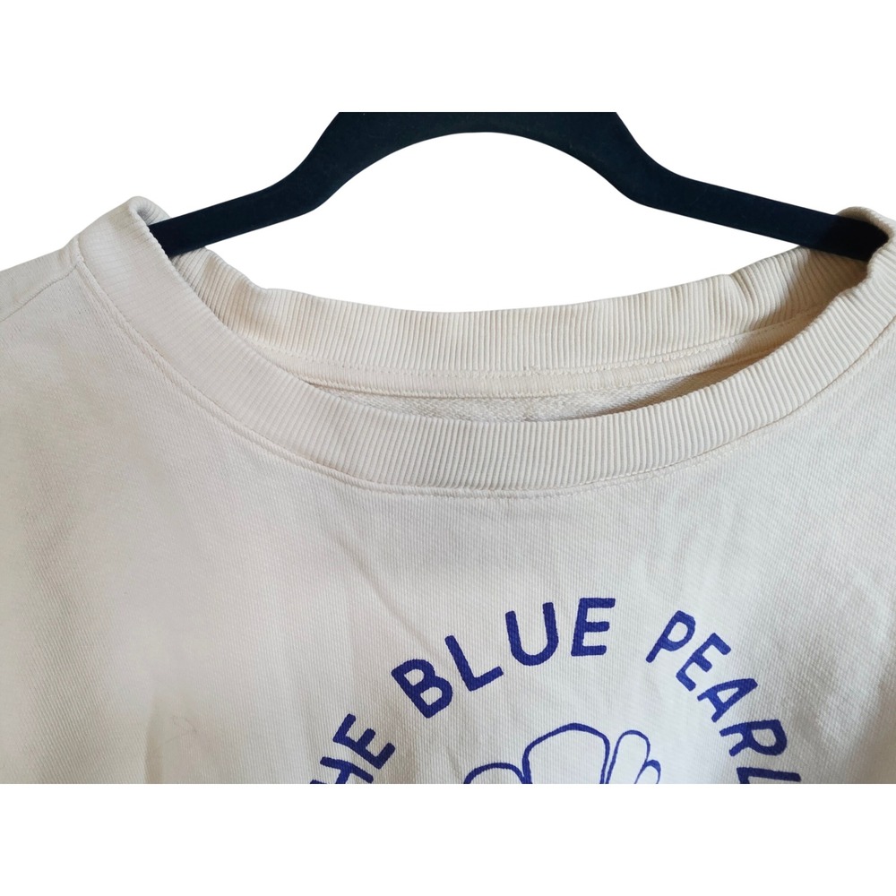Maeve Anthropologie XL Blue Pearl Miami Beach Florida‎ Graphic Sweatshirt Cream - Picture 10 of 10